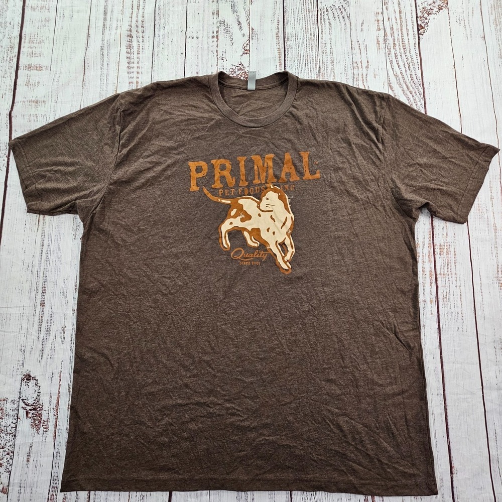 Primal Pet Foods Inc Brown Short Sleeve Cotton Blend T-Shirt Men's 3XL
